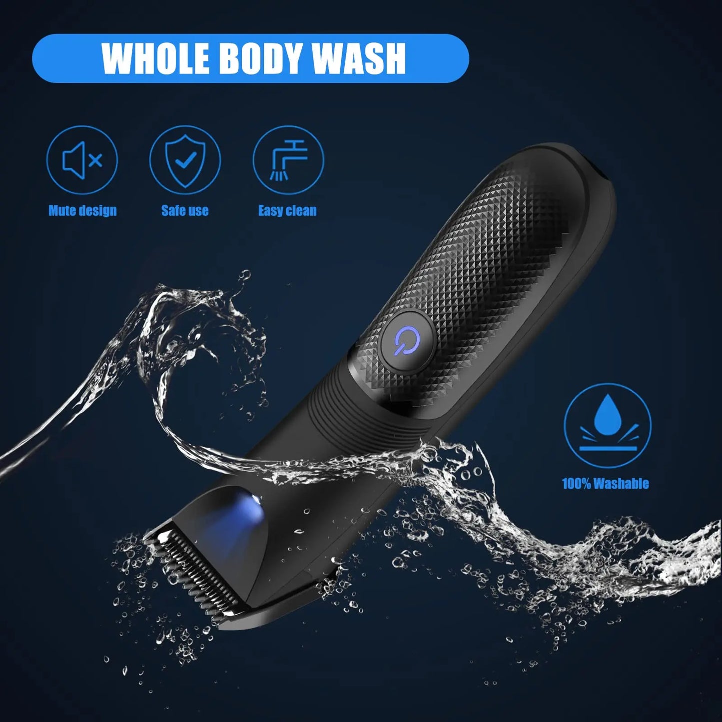 NNEOBA Rechargeable Body Hair Trimmer for Men Ceramic Blade & LED Light Black-3