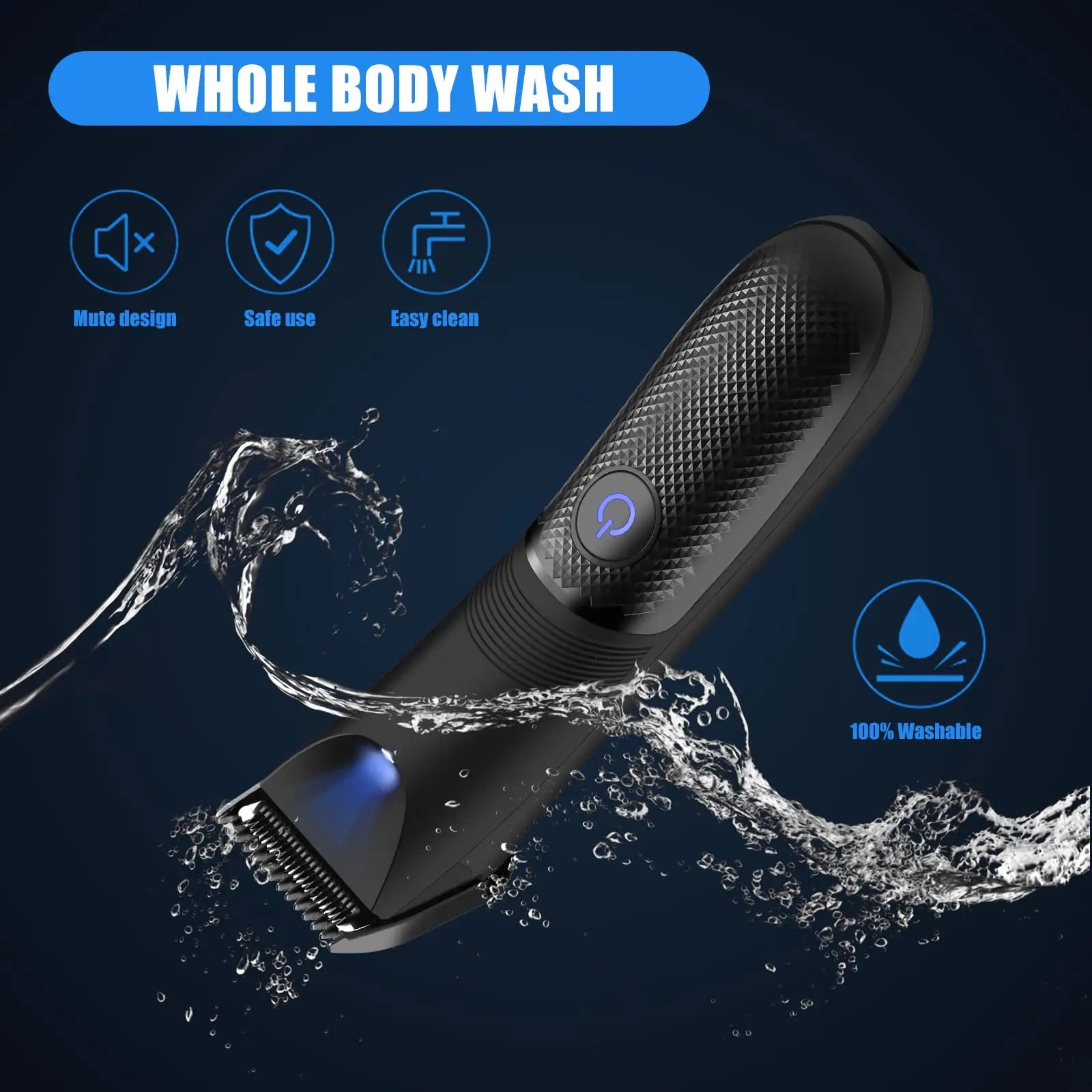 NNEOBA Rechargeable Body Hair Trimmer for Men Ceramic Blade & LED Light Black-3