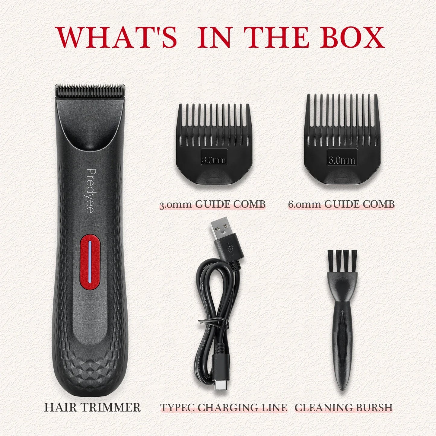 NNEOBA Womens Waterproof Intimate Hair Trimmer Body Groomer Red-4