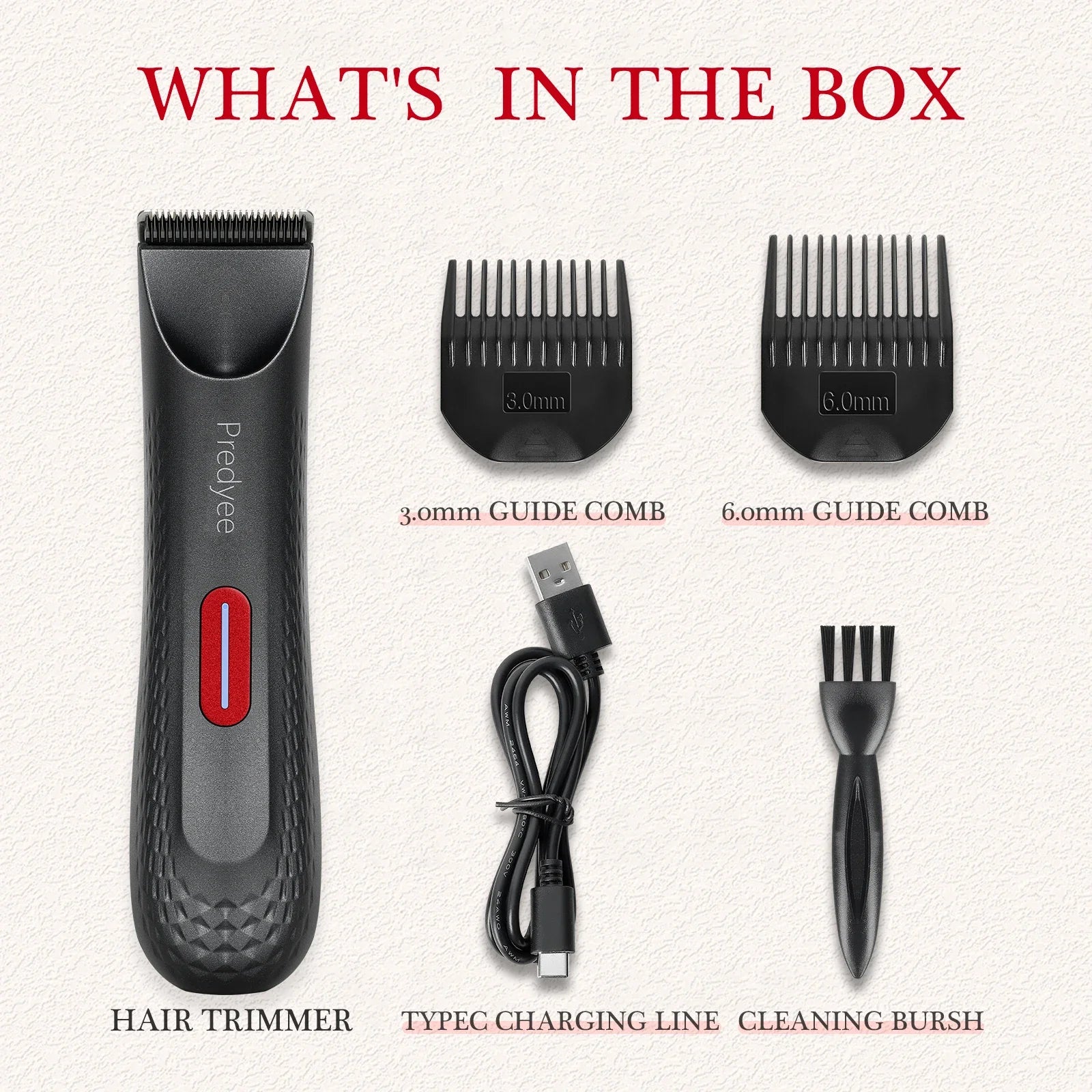 NNEOBA Womens Waterproof Intimate Hair Trimmer Body Groomer Red-4