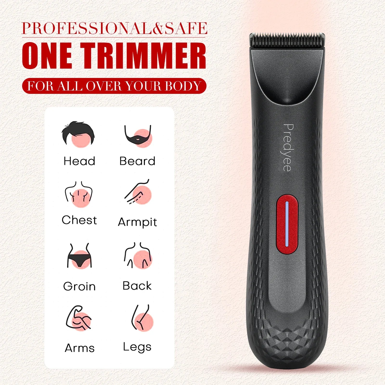 NNEOBA Womens Waterproof Intimate Hair Trimmer Body Groomer Red-3