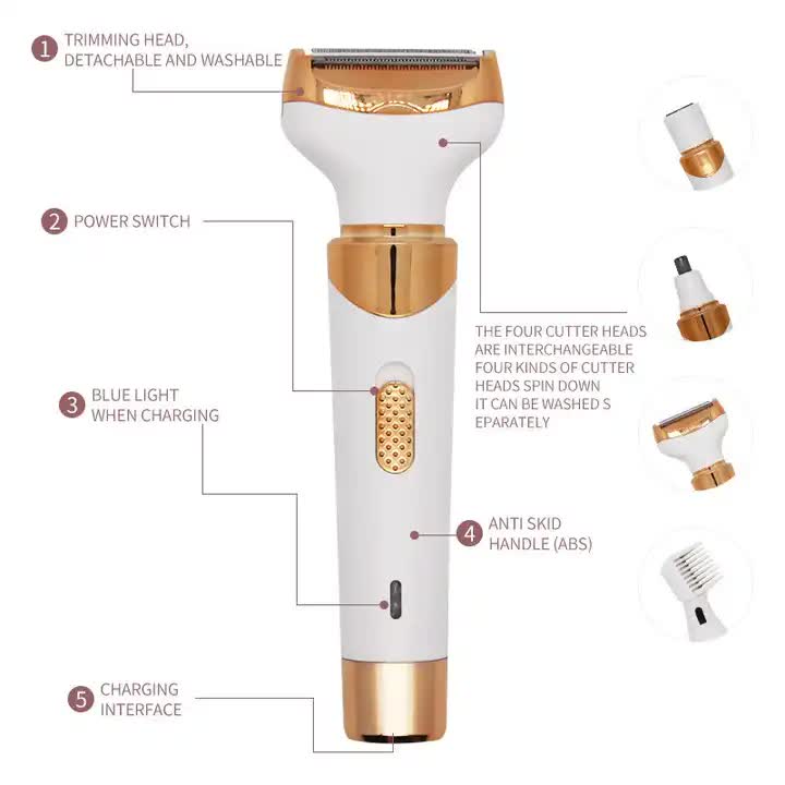 NNEDSZ Women's 4-in-1 Electric Hair Removal Razor for Sensitive Areas - Underarm, Bikini Line & Body Grooming (3021 white)-1