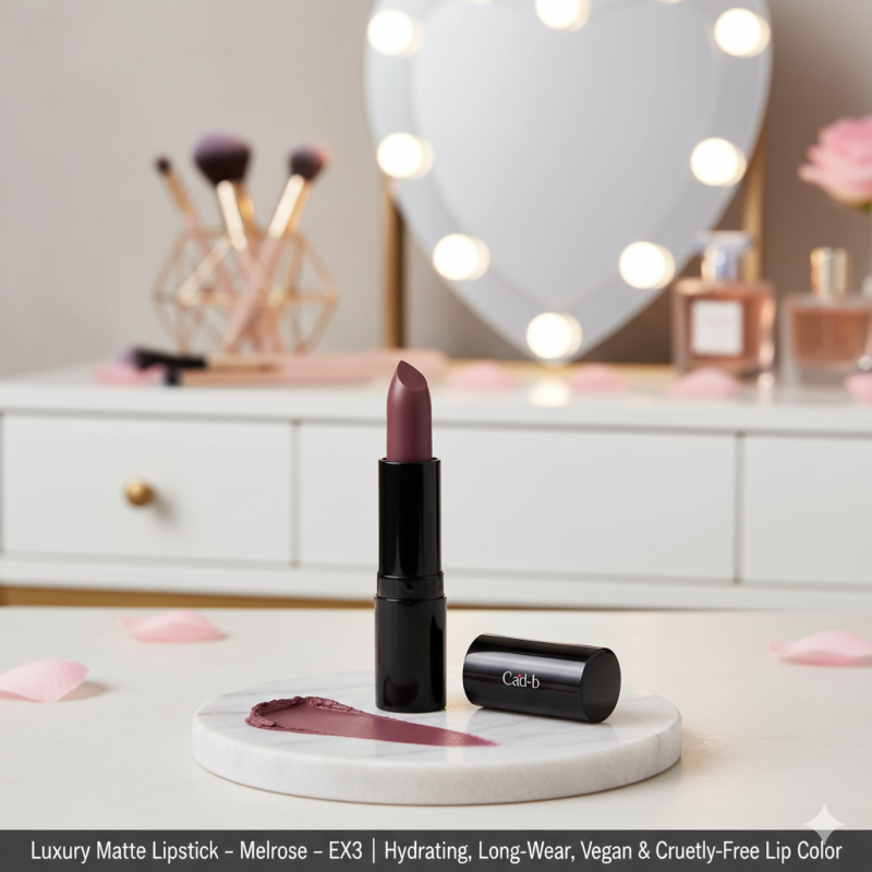 Luxury Matte Lipstick – Melrose – EX3 | Hydrating, Long-Wear, Vegan & Cruelty-Free Lip Color