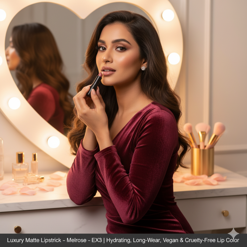Luxury Matte Lipstick – Melrose – EX3 | Hydrating, Long-Wear, Vegan & Cruelty-Free Lip Color